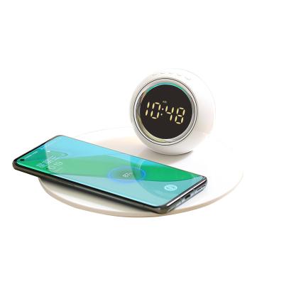 China Night Light Wireless Charger Gift 15W Creative Touch Digital Clock Fast Wireless Alarm Clock Compatible with Apple and Android for sale