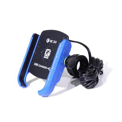 China Waterproof Aluminum Handlebar Motorcycle Mobile Phone Holder with USB QC3.0 Quick Charger for sale