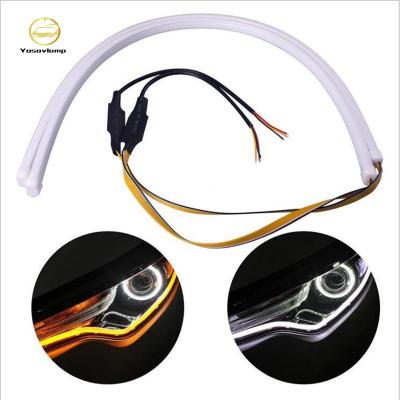 China Headlight/DRL/Turn Lamp Yosovlamp 30cm 45cm 60cm 85cm Led Dual Color Daytime Light Roller Coaster Led Flexible Strip DRL White Amber Headlight for sale