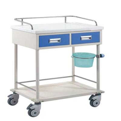 China Modern Steel 2 Drawers Medical Treatment Trolley / Steel Crash Trolley / Hospital Nursing Trolley for sale