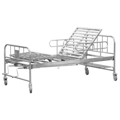 China 1 Crank Manual Two Function Stainless Steel Hospital Bed Manual 2 Crank Care Bed for sale