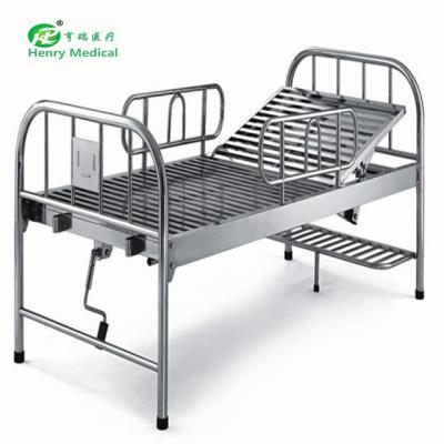 China Hospital Bed Stainless Steel Hospital Bed One Crank Manual Medical Care Bed for sale