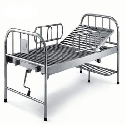 China 1 Crank Manual Stainless Steel Single Function Hospital Bed One Manual Crank Care Bed for sale