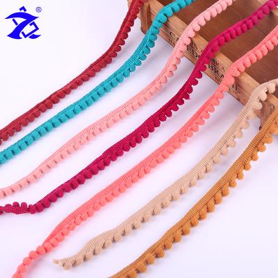 China Viable Stocks Wholesale Pom Pom Fringe Colorful Lace Trim Decorative Lace Trim for sale