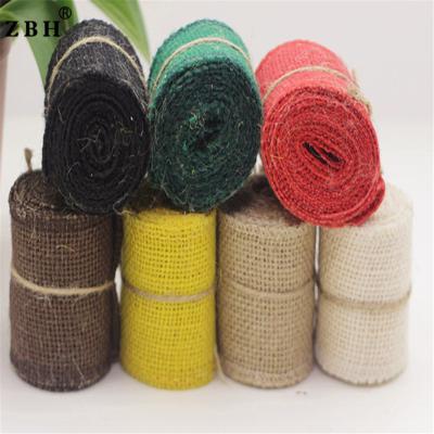 China Multicolor Decorative Natural Cotton Linen Gift Double Face Solid Ribbon for sale