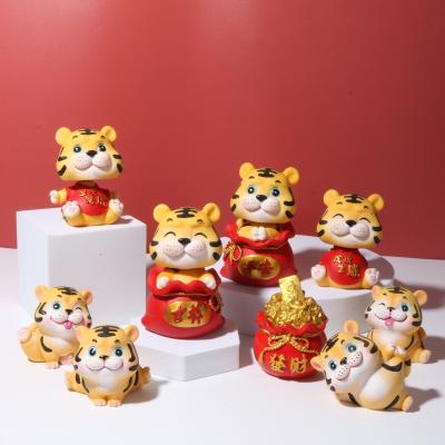 China Europe Tiger Year Mascot Creative Car Decoration Party Cartoon Little Tiger Home Desktop Decoration Craft Gift for sale