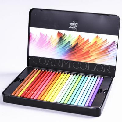 China Soften Bass Wood Eco Friendly Metal Box Packing Colorful High Quality Crayon 72 Colored Pencils for sale