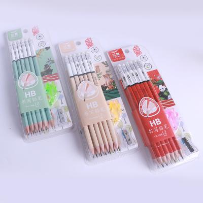 China Soften Bass Wood Pen Set Stationery Gift Custom Logo Art Coloring Pencil Set Pencils Kids Office Pencil Set With Sharpener for sale