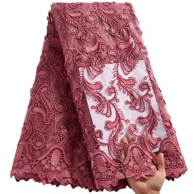 China Viable Order African Lace Fabric Nigerian Embroidey Milk Silk Fabrics Lace For Women Dress 2532 for sale