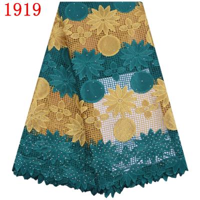 China Free shipping viable guipure tie net lace embroidery cord lace nigerian french cord lace fabric 1919 for sale