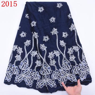 China Viable Wholesale Embroidery Velvet Lace Fabric With Sequins High Quality African Velvet Lace For Party 2015 for sale