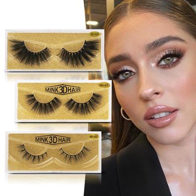 China 25-30 Times Cotton Strip 3D Mink Fur False Eyelashes Vendor Full Strip 100% Real Soft Black Mink Lashes Wholesale for sale