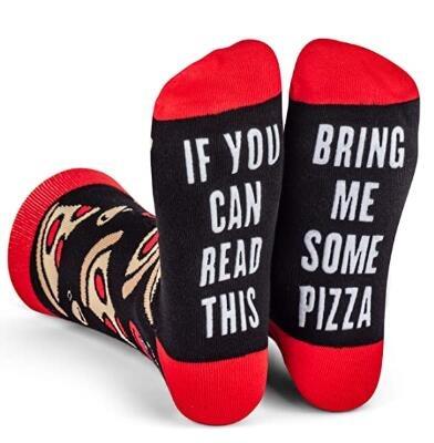 China WZ Message Crew QUICK DRY socks with custom words if you can read this bring me pizza happy socks for sale