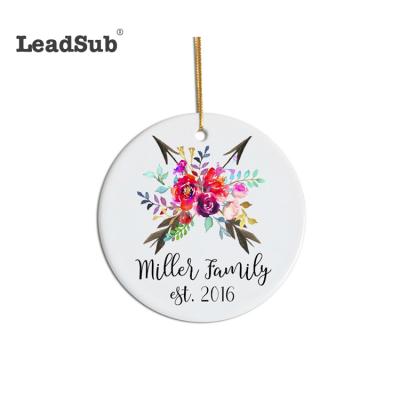 China Christmas Home Gift Ornament Sublimation Decoration Glossy Ceramic Ornaments 3 Inch Ceramic Pendants Custom Design for sale