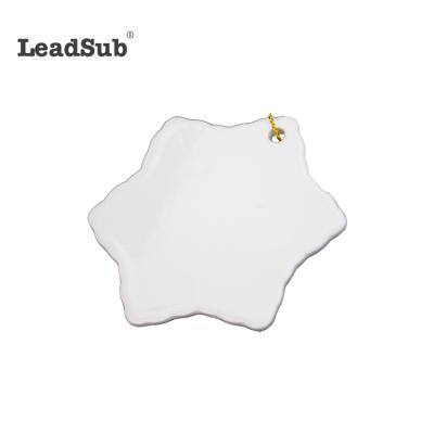 China Home Decoration Christmas Ornaments Blank Heat Transfer Ceramic Xmas Pendant Sublimation Blank Christmas Ornament for sale