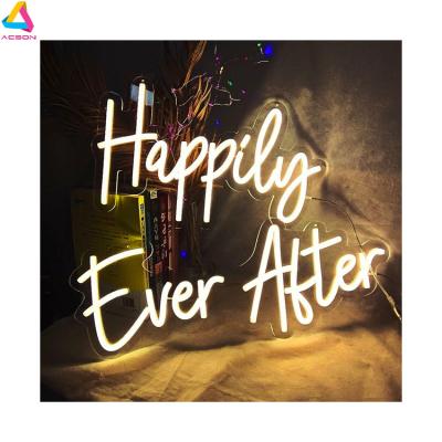 China Long Drop Shipping Custom Neon Sign Happily Forever Happy Birthday Oh Baby Wedding Neon Sign Durable Decoration Party for sale