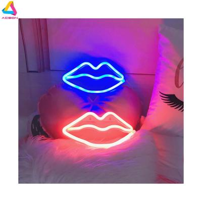 China Long Lasting Lips Shaped Neon Signs Led Romantic Art Decorative Neon Lights Wall Decor For Party Kids Room Living Room Wedding for sale