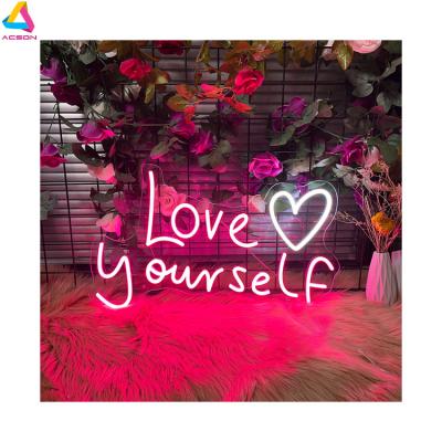 China Long Lasting Dropshipping No Moq Bedroom Wall Signs Acrylic Led Neon Lights Letters Lead Customs Love Each Other Neon Sign for sale