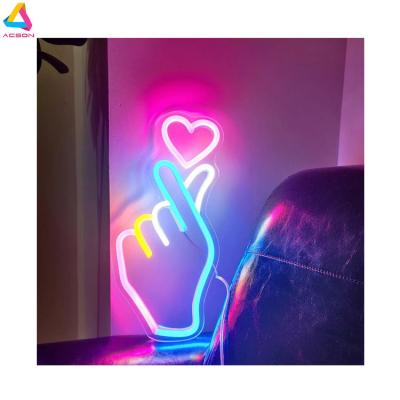 China Long Lasting Fast Delivery No MOQ Dropshipping Finger Heart Love LED Neon Sign for sale