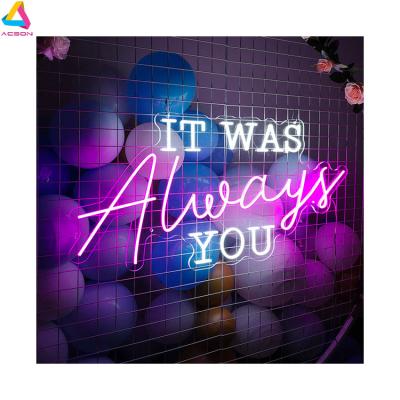 China Long Lasting Drop Shipping NO MOQ Color Neon Light Tubes Baby Mr&Mrs Oh It Was Always You Custom Neon Sign for sale