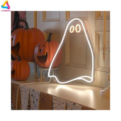 China Halloween Decoration Neon Lights Ghost Neon Sign LED Spooky Long Lasting Light For Halloween Party for sale