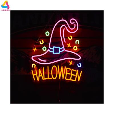 China Long Durable Acrylic Witch Hat Shape LED Neon Sign Neon Lights For Kids Bedroom Bar Party Birthday Halloween Christmas Gift for sale