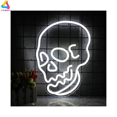 China Long Lasting Wall Night Lights Neon Sign Decor Skeleton Skull Led Neon Sign For Room Bedroom Bar Christmas Halloween Birthday Party Supply for sale