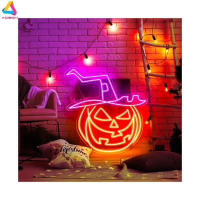 China Long Lasting 2022 Hot Sale Halloween Latest Pumpkin Lantern Shape Neon Lights Acrylic Led Neon Sign for sale