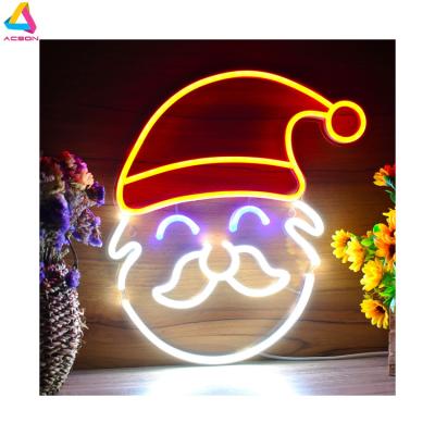 China Long Lasting Santa Claus Face Decoration Flex Silicone LED Neon Sign for sale