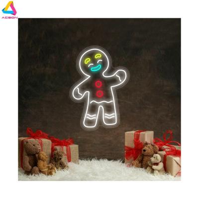 China Long Lasting LED Neon Signs Snowman Gingerbread Man For Bakery Shop for sale