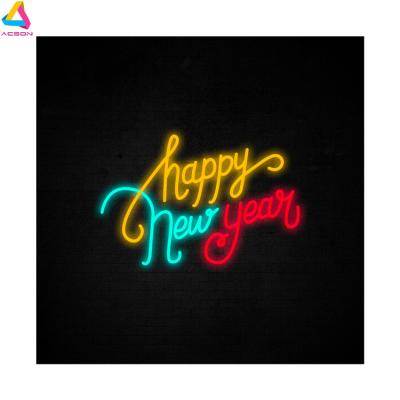 China Long Lasting Custom Happy New Year No MOQ Free Design Neon Signs Lighting LED Neon Sign Letters For Holiday Event Party for sale