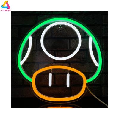 China Long Lasting Game LED Neon Light Sign For Game Room Decor Super Mushroom NPC Wall Decor For Bedroom Man Cave Party Game Club Wall Neon Sign for sale