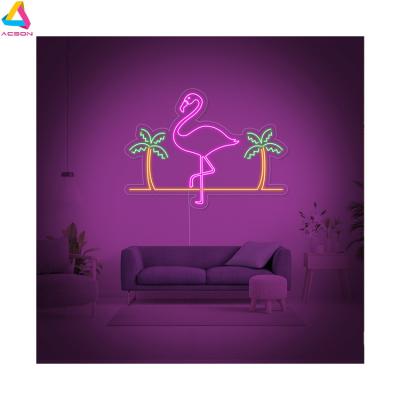 China Long Drop Shipping Durable Support Signage Animal Electronic Led Signs Customization Waterproof Flamingo Neon Sign for sale