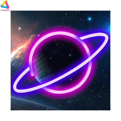 China Custom Long Lasting Planet Neon Sign LED Planet Neon Light Signs For Wall Decor For Bedroom Kids Room Bar Party for sale