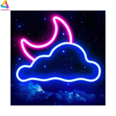 China Long Lasting Cloud And Moon Led Neon Light , Neon Lights Sign For Wall Decor USB / Battery Operated Led Neon Signs For Bedroom Kids Room for sale