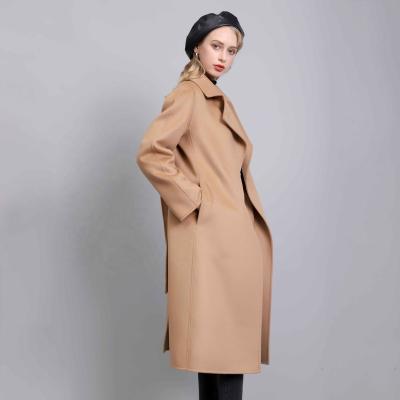 China Elegant Anti-wrinkle Coat For Women Double Face Camel Woolen Cashmere Woolen Coat Luxury Formal Long Coat Woman Warm Coat for sale