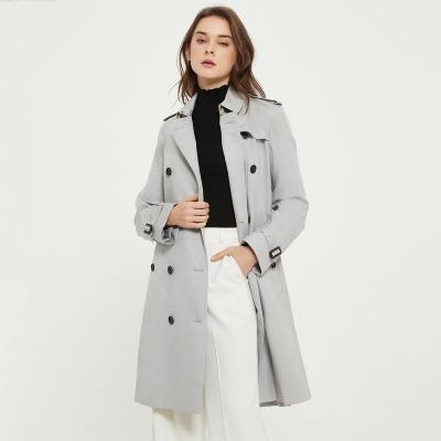 China 2021 Classic Breathable Spring Trench Coat For Women Chic Woman Breast Long Double Trench Coat for sale