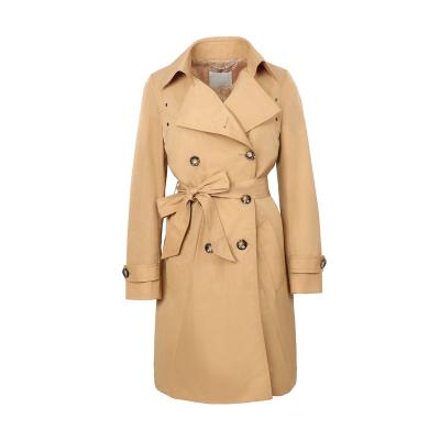 China Women's Fall Clothing Anti-Shrink Sheath Long 2021 Full Length Ladies Fashion Long Ditch Coat With Double Belt Women Breast Ditch Coat for sale