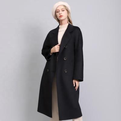 China 2021 spring fashion spring women's wool cashmere coat double face anti-wrinkle handmade luxury women's full length coats for sale