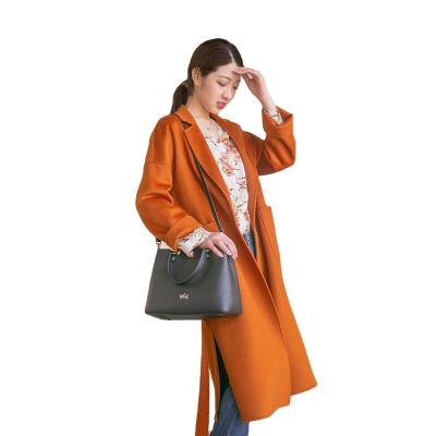 China Anti-wrinkle stylish coat for women cashmere wool luxury warm long coat for ladies plus size handmade woolen wrap coat with belt for sale