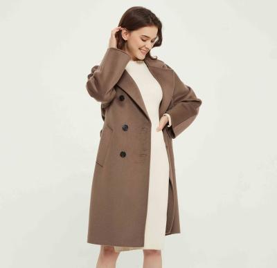 China 2022 high quality women's woolen coat 2022 high quality Anti-wrinkle women's coat fashion 100% wool lapel raglan sleeve classic 100% wool coat for sale