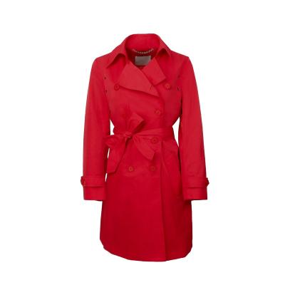 China Women's long trench coat women's long spring fall trench coat double breast breathable elegant casual red ladies for sale