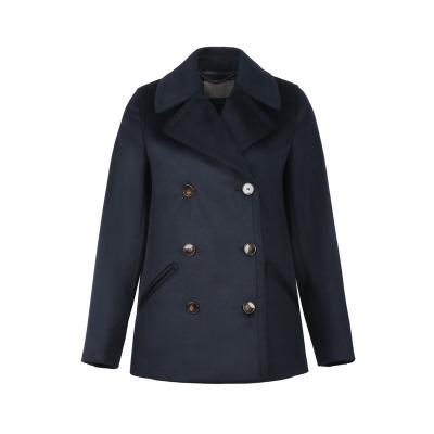 China Anti-wrinkle 2021 fashion women ladies woolen half coat womens jackets and coats sheath long outwear short double breast navy woolen coat for sale