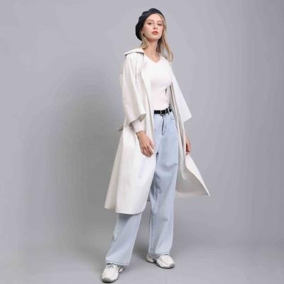 China Anti-wrinkle Outwear style fashion korean style trench coat summer long spring wrap thin coat white oversized casual trench coat for sale