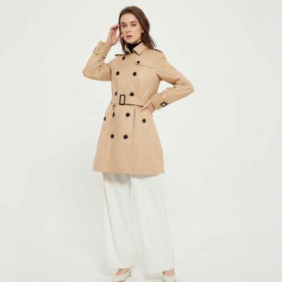 China 2021 Anti-wrinkle elegant classic spring and fall ladies trench coat long for ladies camel women double breast gap coat with belt for sale