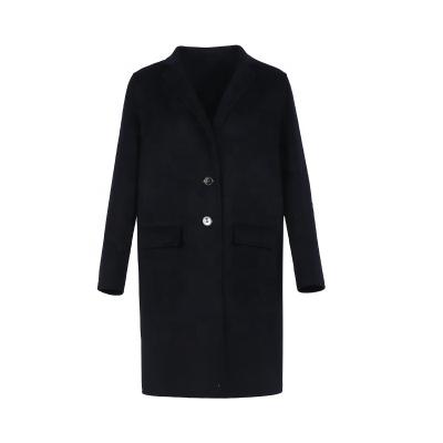 China Anti-wrinkle navy women woolen coat 2021 new fashion wool handmade coat long for women double face woolen coat for ladies for sale