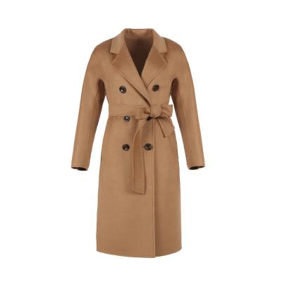 China Anti-wrinkle ladies classic wool cashmere long coated high quality woman double breast luxury clothing plus size double face woolen coat for sale