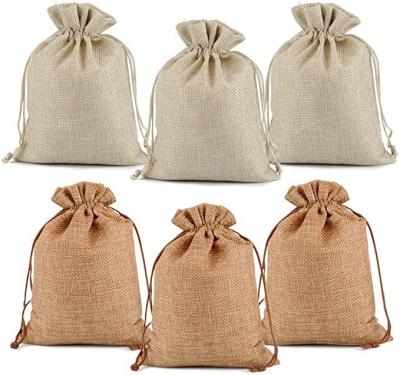 China Fashion Burlap Gift Bags Wedding Hessian Jute Bags Jewelry Burlap Pouches With Drawstring For Birthday, Party, Wedding Favors, Present for sale