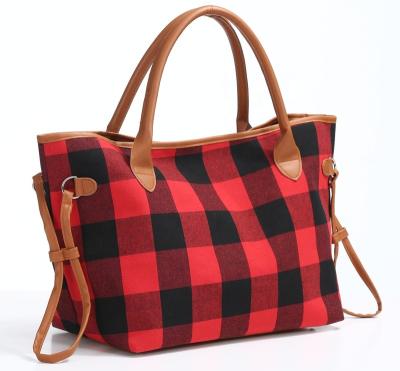 China Fashion Plaid Leopard Weekender Tote Bag Personalized Shoulder Bags Handbags For Women Girls for sale