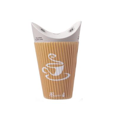 China Recyclable Take Away Tea Coffee Pla Coated Butterfly Compostable Biodegradable Paper Cup With Integrated Folding Lid For Cold-Hot Drinks for sale